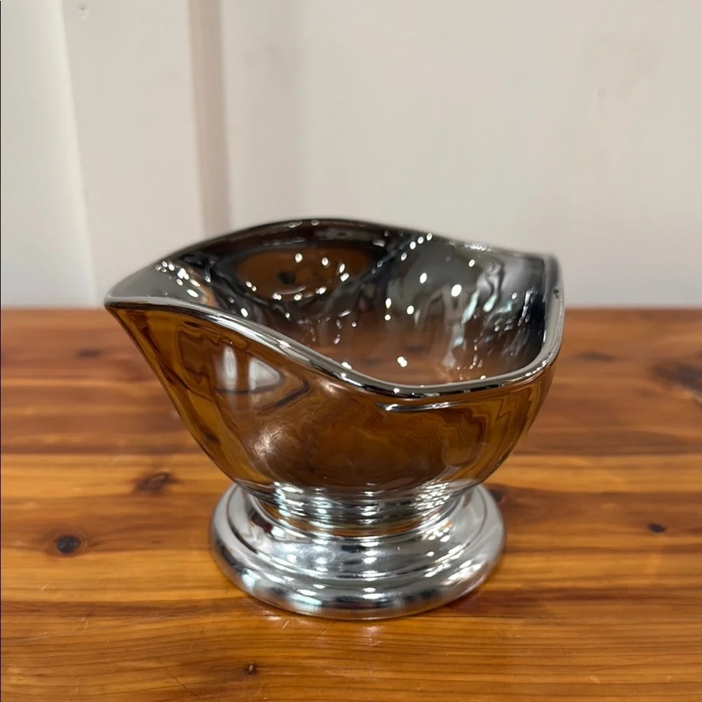Vintage MCM Silver Ombre Fade Small Footed Bowl
